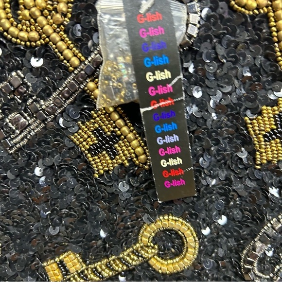 Silk Sequin black dress with key embellishments all over size medium new - Picture 5 of 9